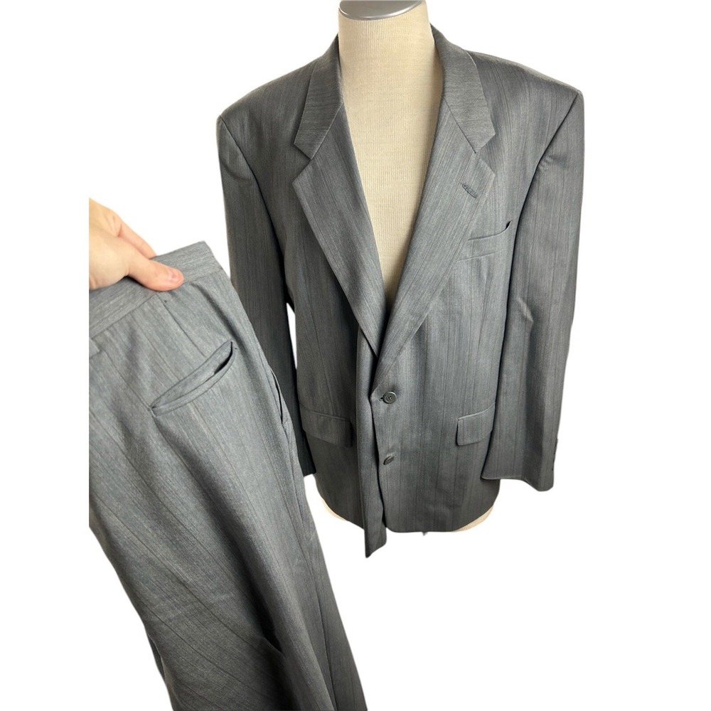 Hart Schaffner Marx Men's Suit Set 44R Wool Grey Blazer & Pants